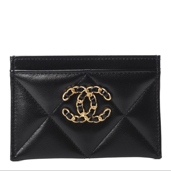 CHANEL Handbags - *NEW* Chanel 19 Card Holder - Black (mix finition) Red